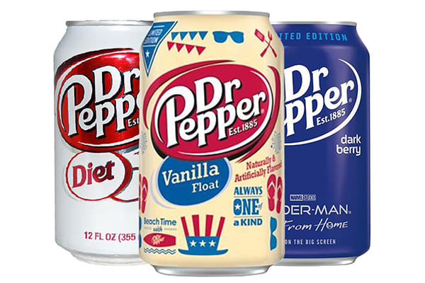 355ml Can Dr. Pepper - Vanilla, Dark Berry, Diet