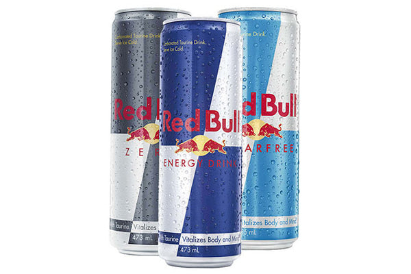 Three Red Bull 473ml Cans - Zero, Red Bull, Sugarfree