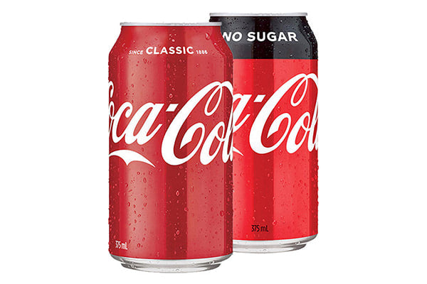 375ml COca Cola cans - coca cola classic and coca cola no sugas