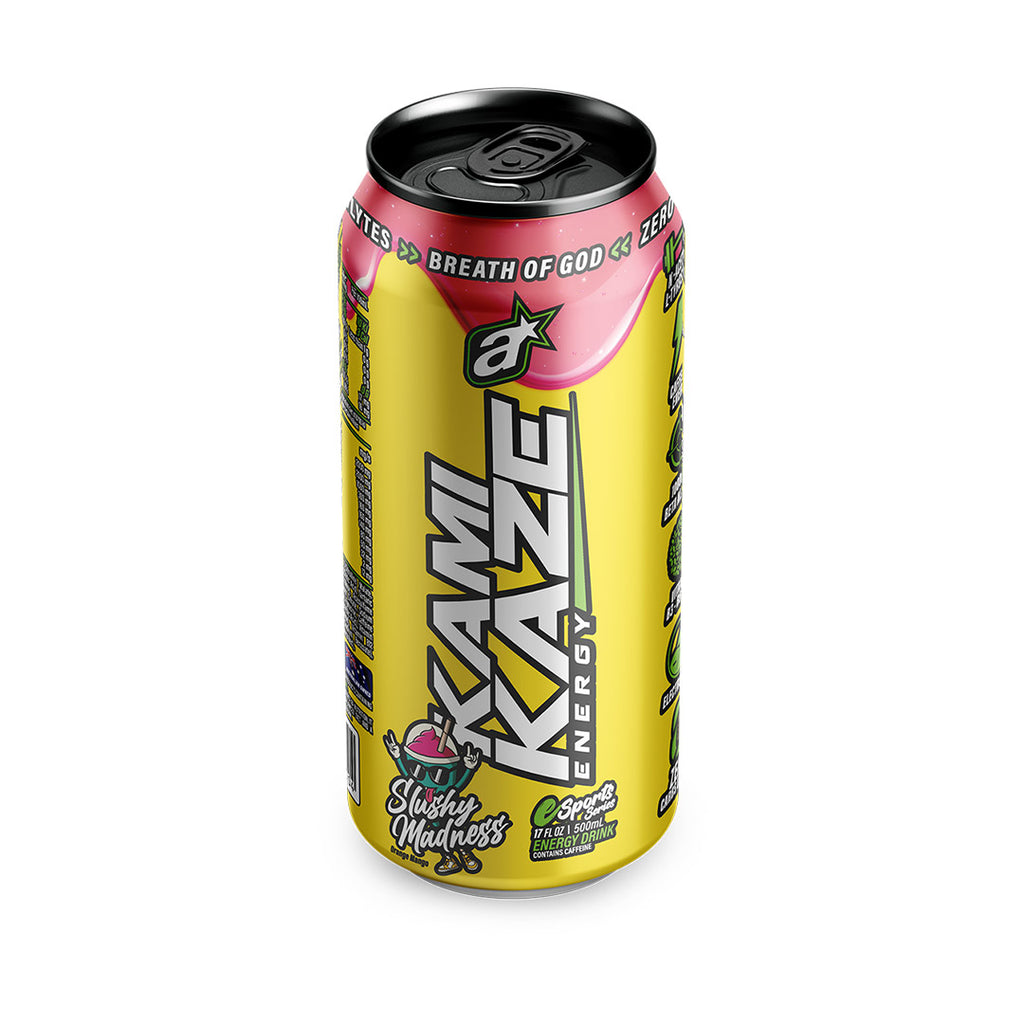 A can of kamikaze energy drink slushi madness  flavour