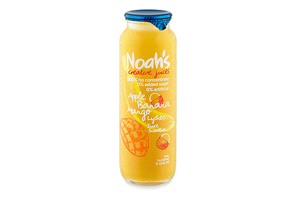 bottle noah's cretives juices - apple, banana, mango, lichee smooties