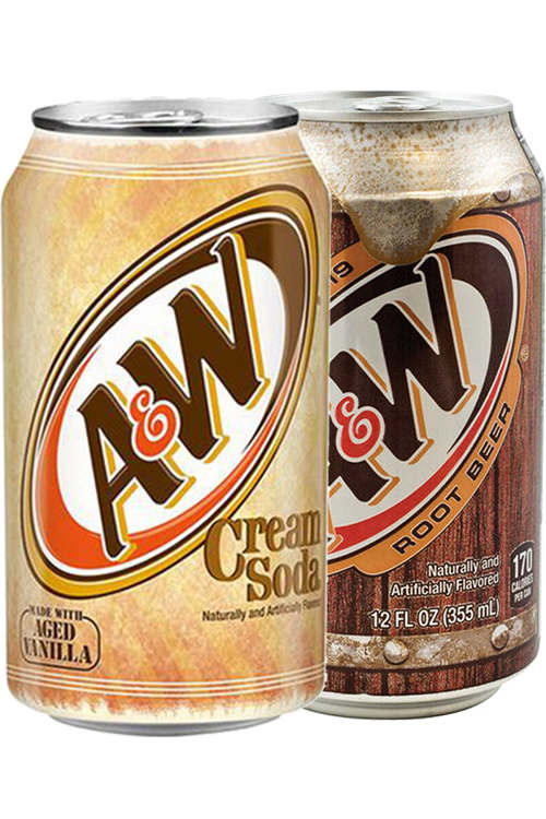 355ml A & W Cream Soda and Root Beer Can