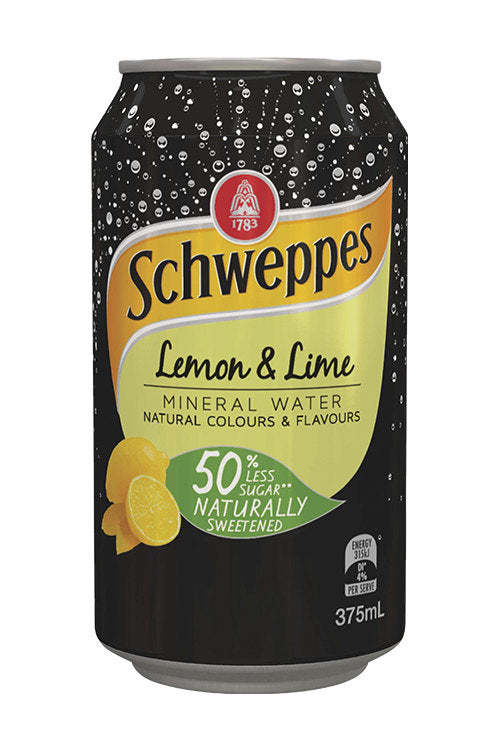 375ml Schweppes Mineral Water Lemon &  Lime Can