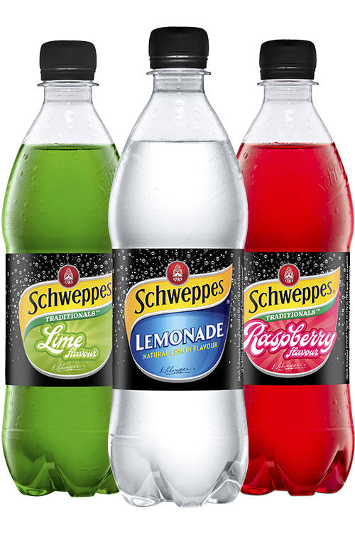 600ml Schweppes - Lime, Lemonade, Raspberry